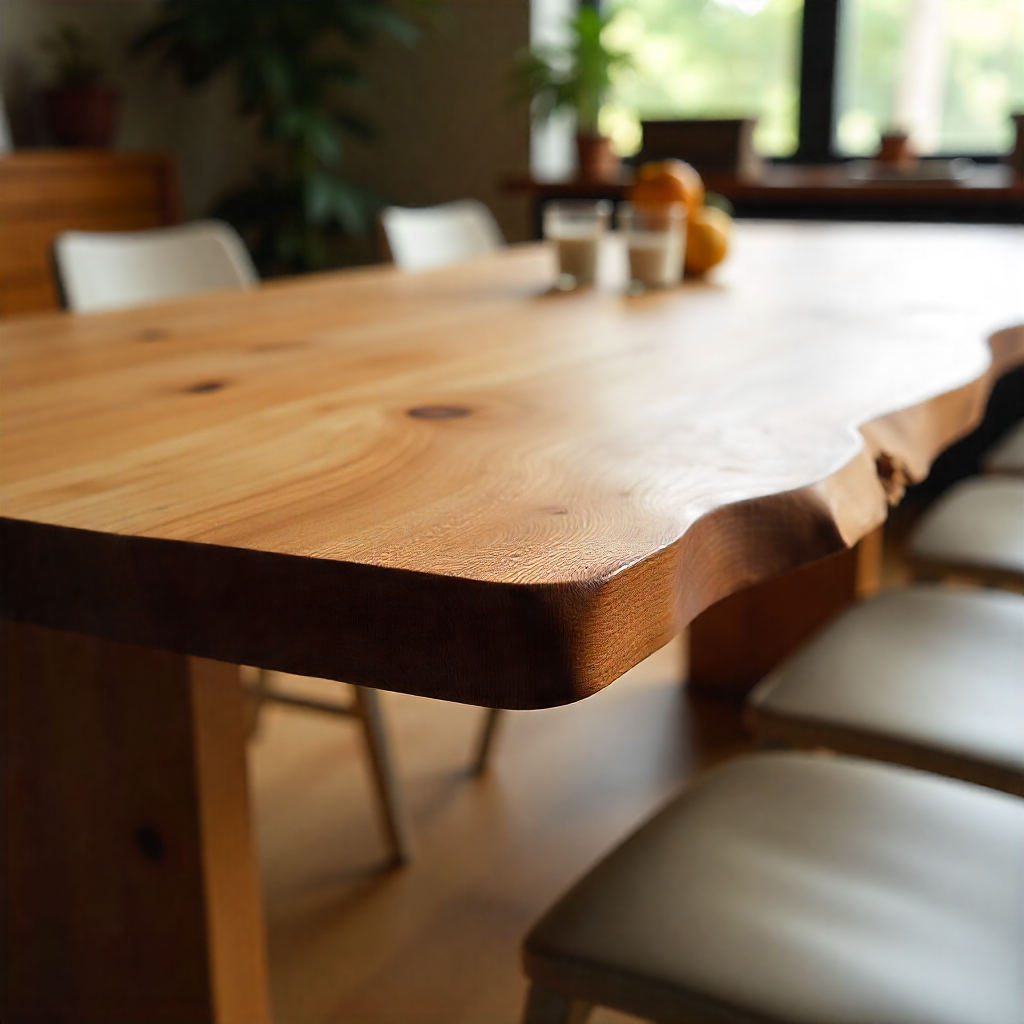 Grote eettafel met natuurlijke randen